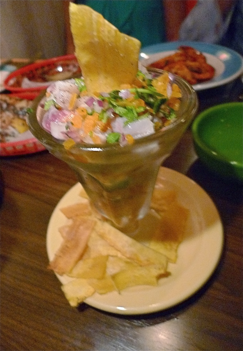 Plantain chips, mango and Scotch Bonnet add sweet and heat to snapper ceviche. Photo; Steven Richter